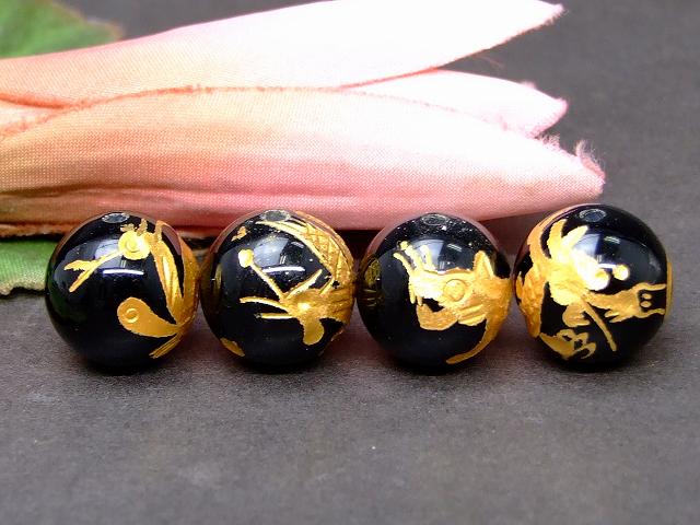 楽天市場】天然石 四神獣 金彫 オニキス 四神 4個 セット 12mm 最強金