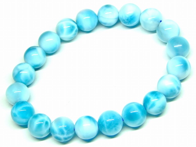 65493　　特級 10mm ラリマー ドミニカ共和国産 ブレスレット 内径18cm ポーチ付き 鑑別済・本物保証 送料無料 天然石 パワーストーン