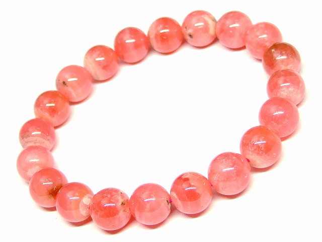 66235　　インカローズ 9.5mm～10mm AA ブレスレット 内径17cm 鑑別済・本物保証 ポーチ付き 送料無料 アルゼンチン産 天然石 パワーストーン 24,140円