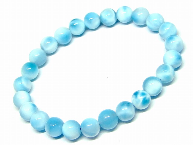 66091　　ラリマー 7mm 5A ドミニカ共和国産 ブレスレット 内径16cm ポーチ付き 鑑別済・本物保証 送料無料 天然石 パワーストーン｜天然石 パワーストーン hinryo