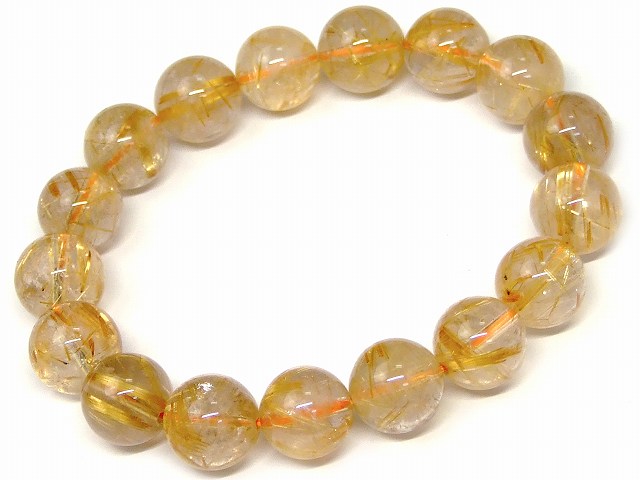 67535 タイチンルチルクォーツ 針水晶 12mm~13mm AA ブレスレット 内径19cm ポーチ付き 送料無料 ブラジル産 天然石 パワーストーン|天然石 パワーストーン hinryo