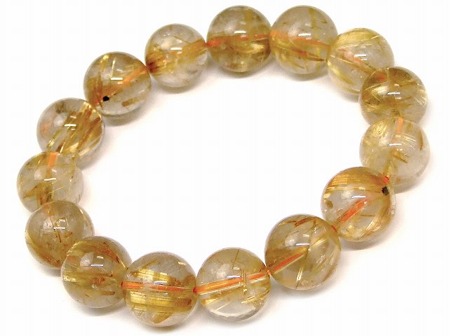 67538　　タイチンルチルクォーツ 針水晶 14mm～15mm AA ブレスレット 内径18cm ポーチ付き 送料無料 ブラジル産 天然石 パワーストーン 68,750円