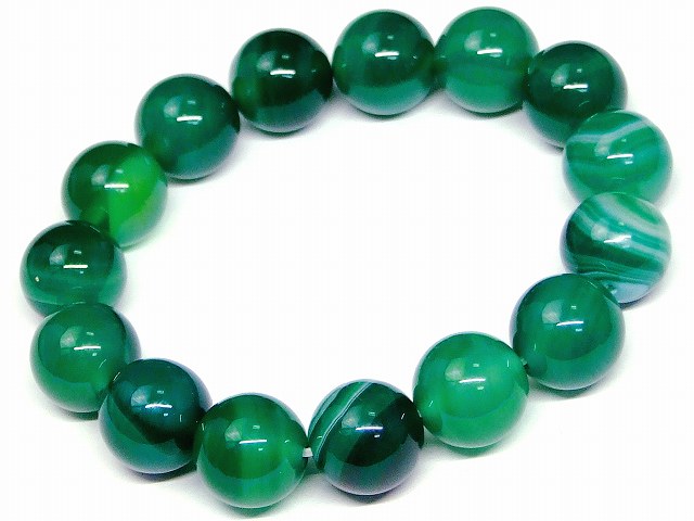 楽天市場】g3-996M 緑縞瑪瑙 14mm ブレスレット 内径17cm メノウ