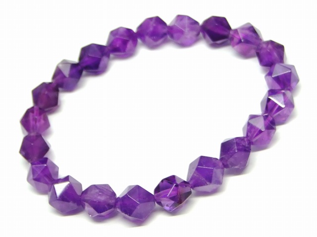 楽天市場】g3-57D アメジスト 紫水晶 8mm スターカット ブレスレット