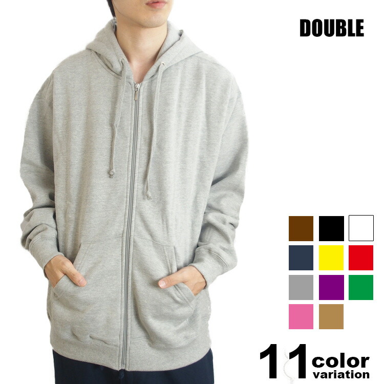 楽天市場】DOUBLE(ダブル）L/Sジップパーカー(10色)[裏起毛]【B系 