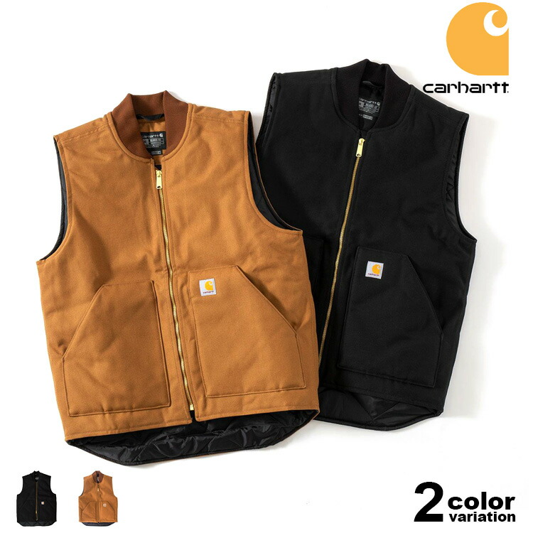 Carhartt ダックベスト 中綿 ブラウン USA製 カーハート ダック ベスト キルティング裏地 中綿 カーハート