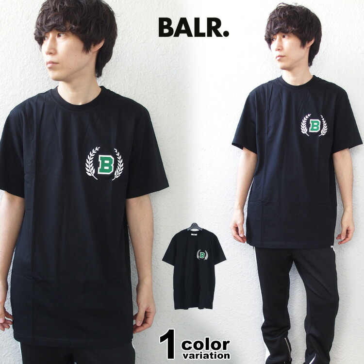 BALR. ボーラー Tシャツ 半袖 B1112.1173 Bロゴ オラフ ストレート B クレスト Tシャツ OLAF STRAIGHT B CREST T-SHIRT ( メンズ 男性 レディース 女性 ユニセックス 男女兼用 BLACK ブラック 黒)