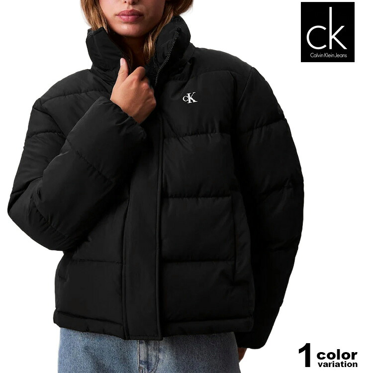 カルバンクライン ジーンズ 中綿 ダウンジャケット レディース CALVIN KLEIN JEANS Monogram Puffer Jacket 長袖 ショート丈 短丈 ダウンジャケット アウター フード付き (CK calvin klein LV047D513G)