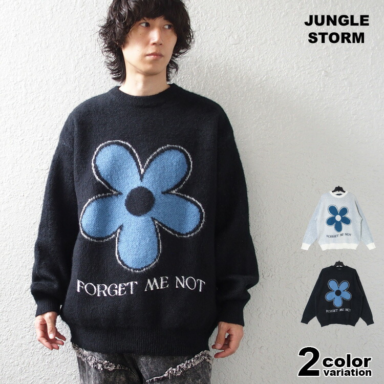 楽天市場】ニット セーター フラワーロゴ 花 メンズ レディース JUNGLE