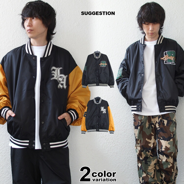 オールドロゴスタジアムジャケット　スタジャン　ブラック　M スタジャン BRONZE AGE/ブロンズエイジ スタジアムジャケット メンズ