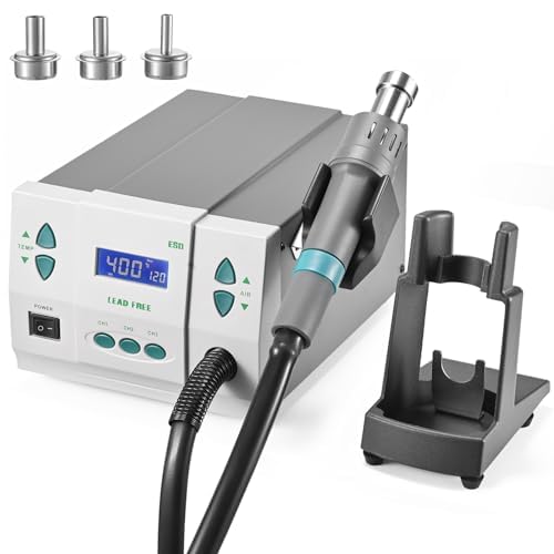 熱風溶接機 110V熱風再工業ステイション ホットエアリワークステーション 1000 W火器溶接ステイション再工業用毛はらい受け答え直流渦