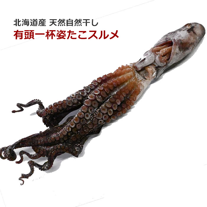 天然干し【たこスルメ 有頭一杯姿-500g前後 】「送料込み」北海道産のミズダコ、たこ本来の深い味わいを楽しめます。タコスルメ、乾燥珍味。無添加の贅沢な一品です。