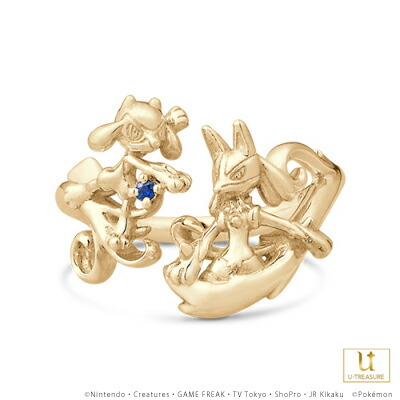 ポケモン グッズ リオル ルカリオ リング 指輪 アクセサリー リオル＆ルカリオ フォークリング K18イエローゴールド 男女兼用 ユニセックス レディース メンズ かわいい おしゃれ 人気 ブランド ポケットモンスター 誕生日 記念日 プレゼント  U-TREASURE ユートレジャー