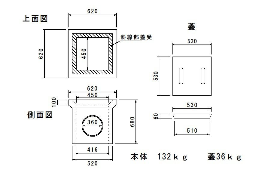 楽天市場 会所桝 ４５０用 コンクリート蓋付 荷受時リフト等が必要です 平野ブロック 楽天市場店