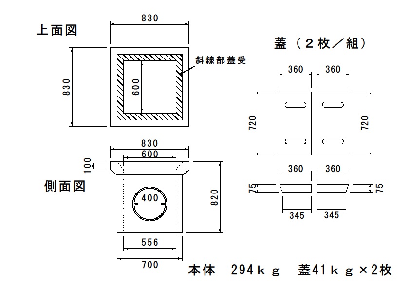 楽天市場 会所桝 ６００用 コンクリート蓋付 荷受時リフト等が必要です 平野ブロック 楽天市場店