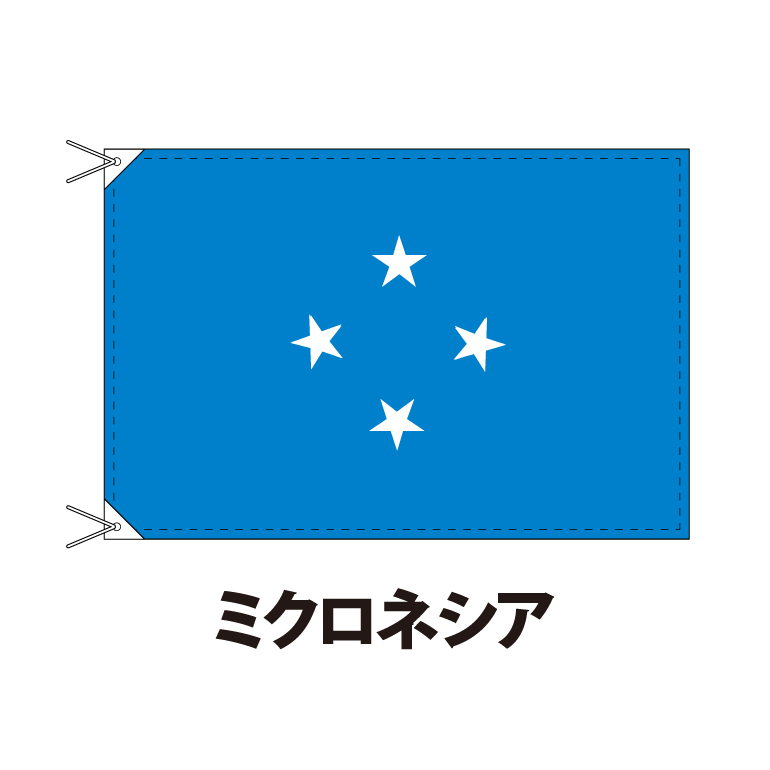 ミクロネシア 国旗 90 1cm 旗 ポピュラーサイズ ヒモ付仕立 レザー 国産 3営業日