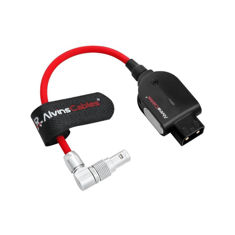 Alvin's Cables スマートD-tap to 回転式ライトアングル 0B 2ピンオス ブラックマジック Pyxis対応 極細柔軟レッドケーブル 15cm