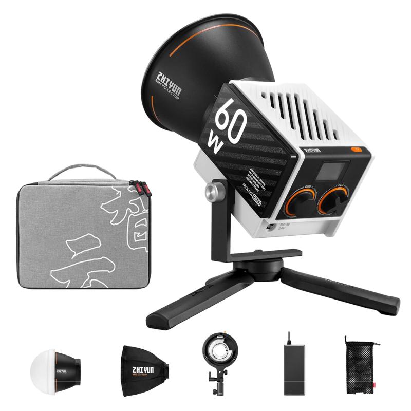 ZHIYUN G60ビデオライト、60Wポータブルカメラライト