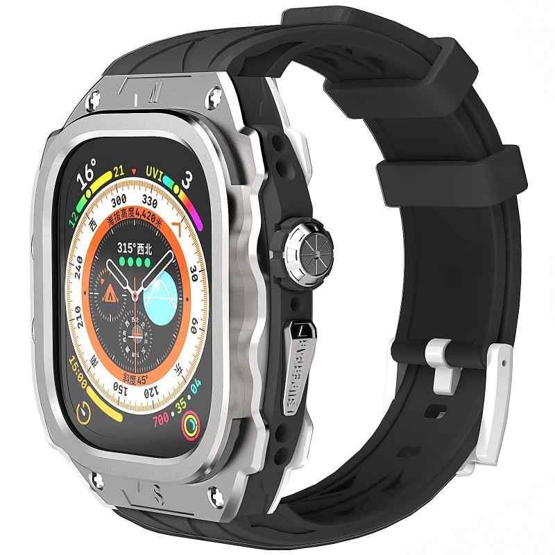 [YiMingSun] Apple Watch用メタルケース Apple Watch Ultra 49mm用 メンズ 頑丈なケース バンパー 頑丈なメタルカバー バンド付き Apple Watch Ultra 49mm用