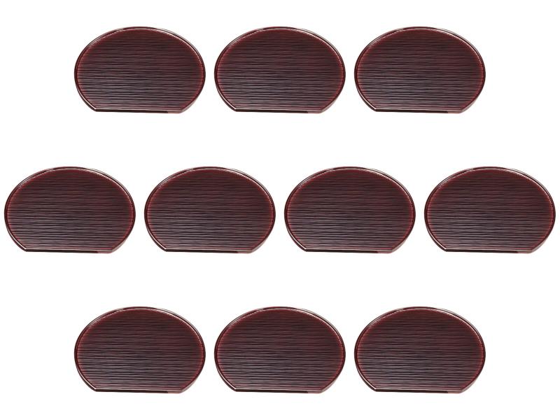 10個セット [A]乱引半月盆 溜尺0寸 [ 31.5×27.8×1cm ] | お盆 ABS樹脂 セトモノホンポ(Setomonohonpo)
