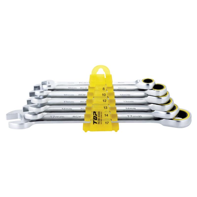 トップ工業 (TOP) ラチェットコンビセット6丁組 ホルダー付 送り角度5&deg; 8,10,12,13,14,17mm ギアレンチ RCW-6000｜ヒロショップその他