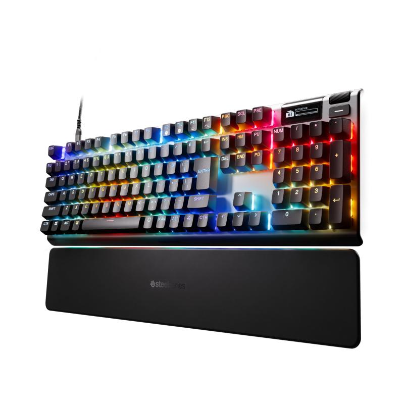 SteelSeries ラピッド水道栓 ラピッド銃の引き金 積み上げる ゲーミングキーボード 有線 磁気大広間成り行き検知器 OmniPoint取り替えっこ 有機EL見せびらかす積み上げる Apex Pro Gen 3 黒いこと フルサイズ