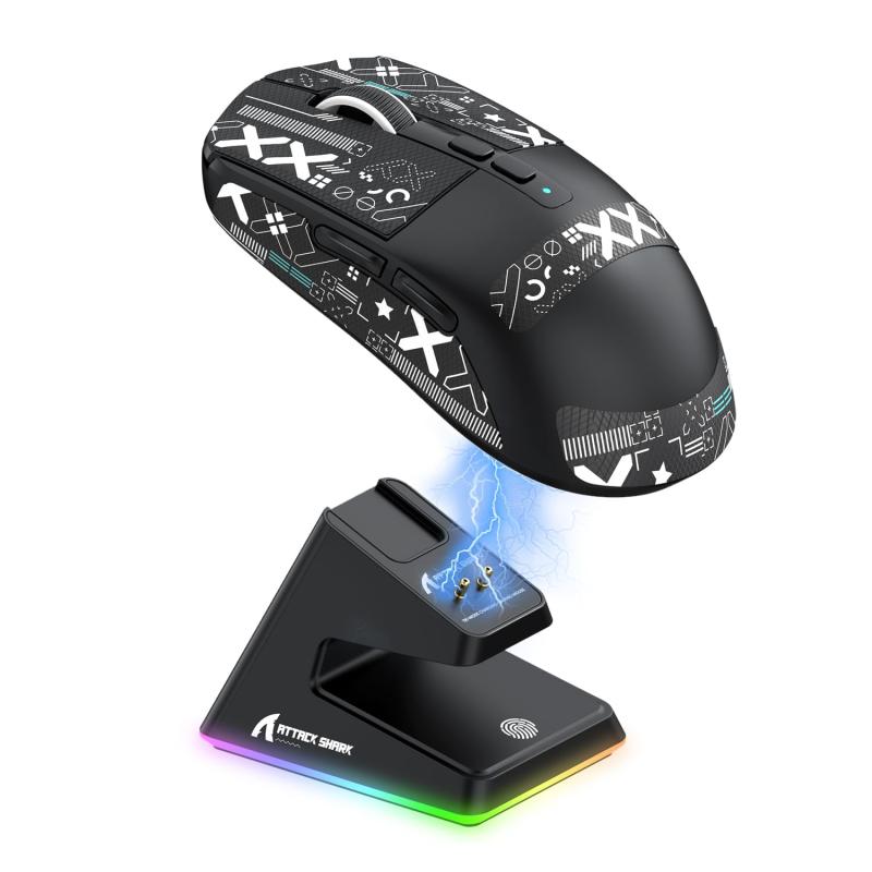 MAMBASNAKE×ATTACK SHARK X6 超軽量ゲーミングマウス 49g PAW3395センサー ワイヤレス マウス 3モード接続 2.4Ghz/Bluetooth/Type-C 6レベルDPI切替 26000DPI 200時間連続使用可能