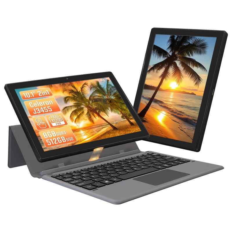 2in1 ノートパソコン office搭載 タッチパネル パソコン/タブレット 10インチ キーボード付き/windows 11pro/1920x1200 IPS液晶ディスプレイ/ノートPC 8GBメモリ/コンパクトPC 軽量 小型/カメラ付き/Type