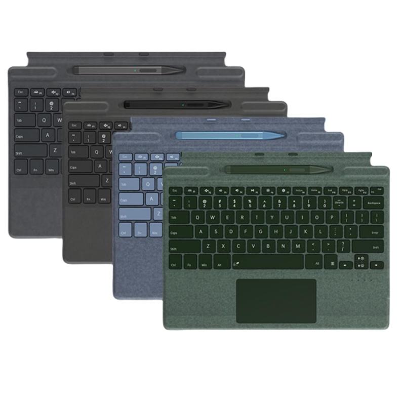 Surface用タッチペン 付き Surface Pro 11/10/9/8/X キーボード＆Surface ペンセット 軽量タイプカバー 磁気吸着式 タッチパッド搭載 七色バックライト付き 薄型 分離式キーボード US英語配列 多角度調｜ヒロショップ