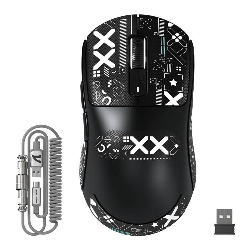 MAMBASNAKE×ATTACK SHARK X3 MAX 3モードマウス Pixart PAW3950 光学式センサー 光マイクロスイッチ 有線/2.4G無線/Bluetooth ダブルチャンネルBT5.4 42000DPI 750IPS 50G最大