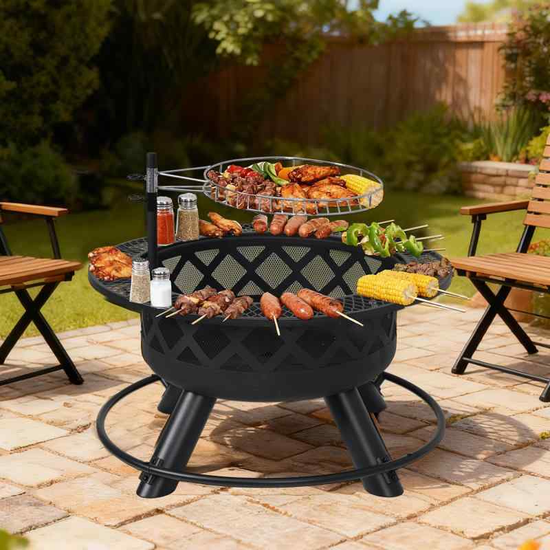 OSJ ファイヤーピット 焚き火台 テーブル 囲炉裏テーブル バーベキュー 焼肉 BBQコンロ 自宅 庭 大人数 耐熱性 キャンプ用