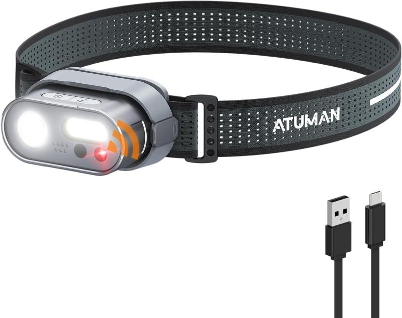 ATuman 申し受ける式 LED 前照灯 MH1, 【白光 1個入り口・入口】高明快さアウトドアヘッドランプ USB申し受ける能力のある 超軽さ 難民キャンプ 山登り ほっつき歩く つり銭 やり方 停電用 防災用 至適 日本語取りまわし明らかにする書