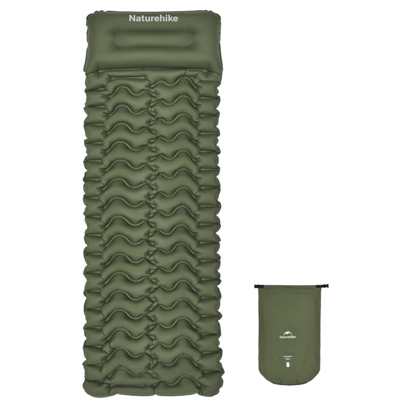 Naturehike キャンプ マット充気袋式 エアマット コンパクト 枕付き 6.5cm 厚 断熱 R1.6 防撥水 耐久 キャンプ用 車中泊 防災 登山 お花見に 持ち運び便利 軽量 収納袋付き
