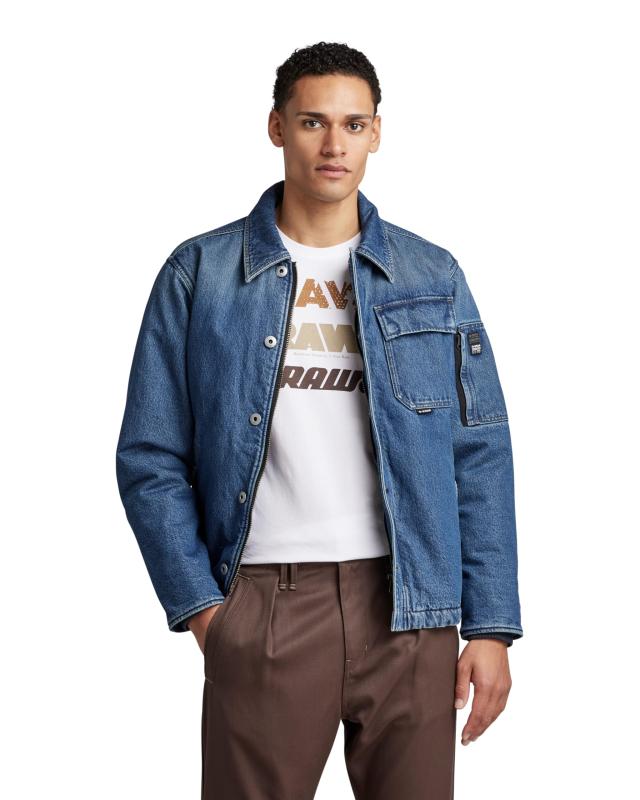 [ジースターロゥ] デニムジャケット パデッド 中綿 メンズ レギュラーフィット DECK PADDED DENIM JACKET