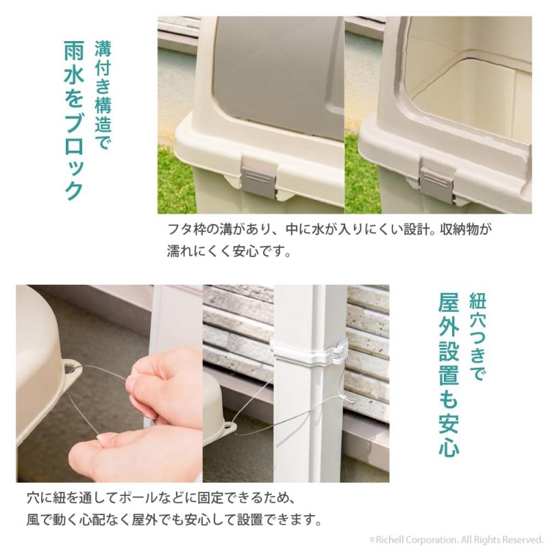 リッチェル(Richell) 屋外ストッカー 220L 日本製 大型 収納 外置き 一時置き ごみ袋 保管 おしゃれ バリエーション