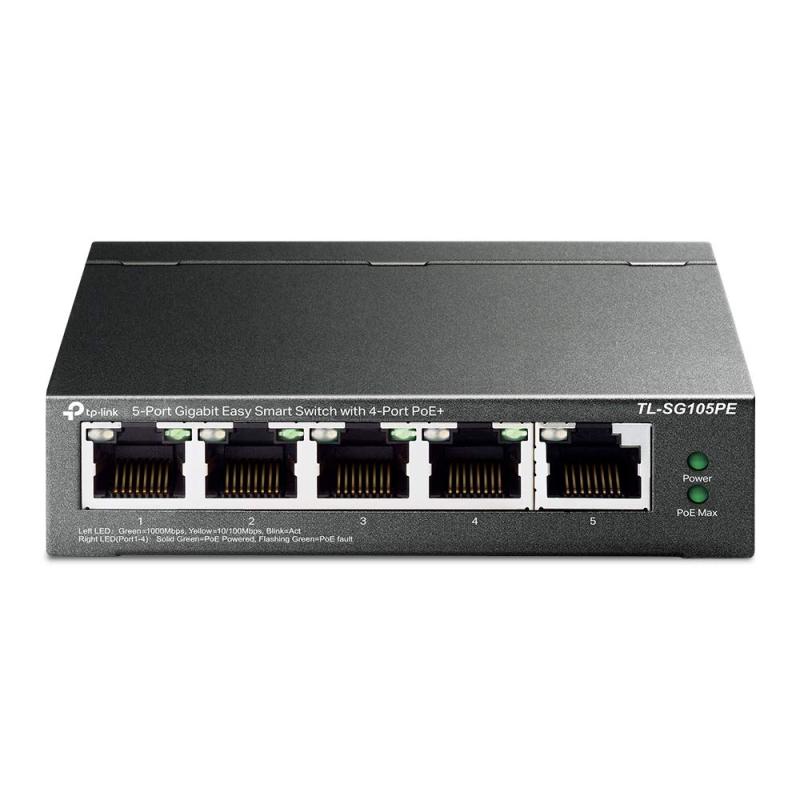 TP-Link 5ポート ギガビット イージースマートスイッチ(4 PoE+ポート搭載)TL-SG105PE|ヒロショップ