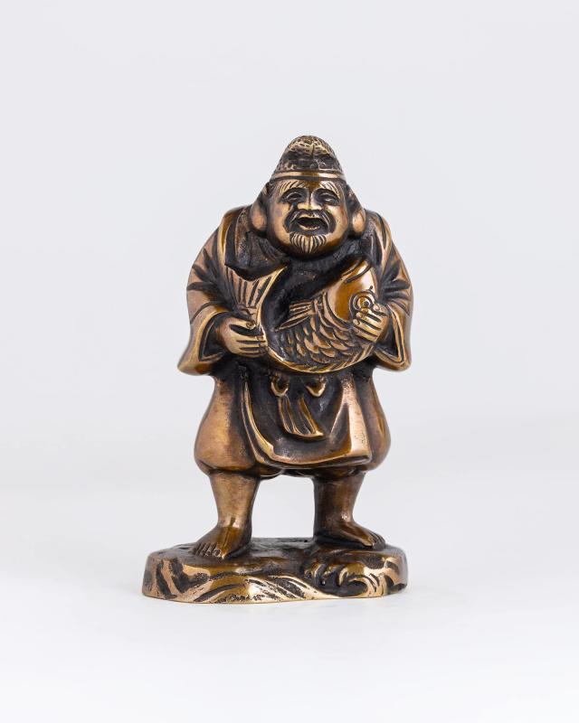 吉兆七福神 恵比寿（銅製/上味色）仏師：旭峰 原型＿仏像 置物 七福神 高岡銅器 (えびす7Fjomi)