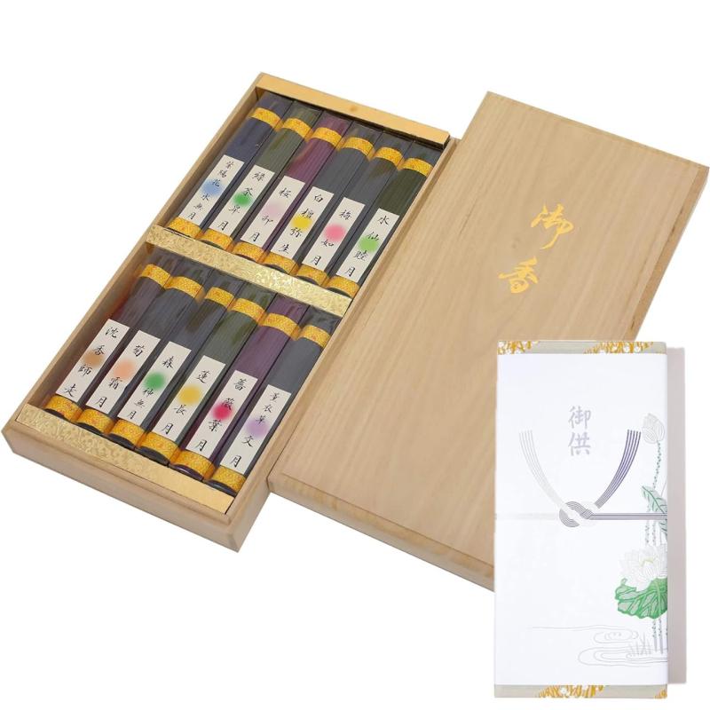 【 包装 蓮のし付き 】梅薫堂 歳時煙少香【桐箱】/ 「贅沢なひとときを演出する、極上の香り。特別な方への至高の贈り物にふさわしい高級ギフト線香。」日本製 国産 淡路島 線香 お線香