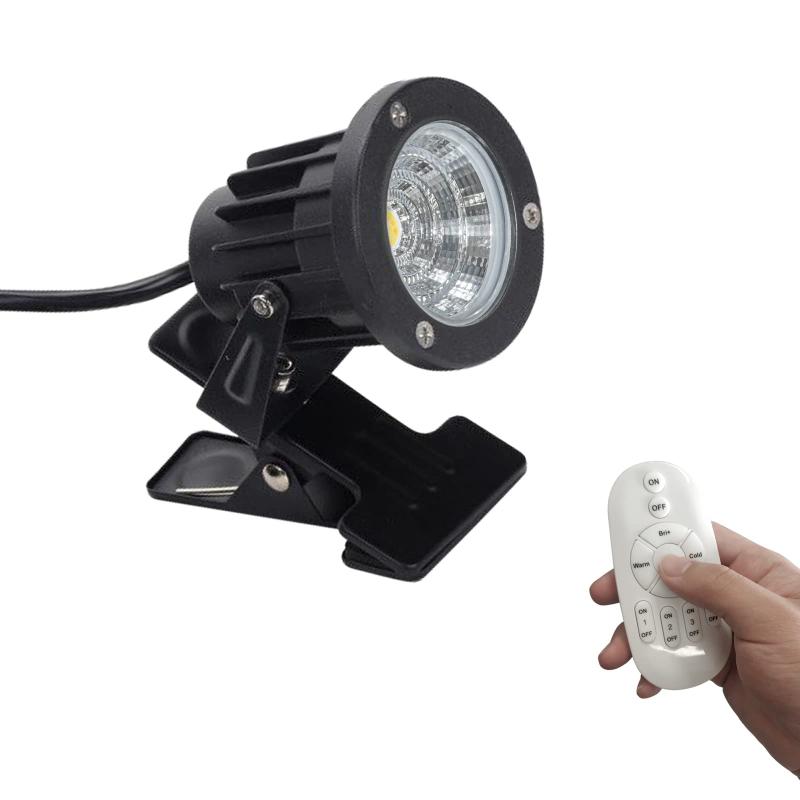 FSLiving 7Ｗ リモコン付き 調光対応 発光色も変更可 電球色/昼光色 看板用 黒板用照明 LEDクリップライト スポットライト ピッコロライト コード長3m LED クリップライト 防雨型クリップライト