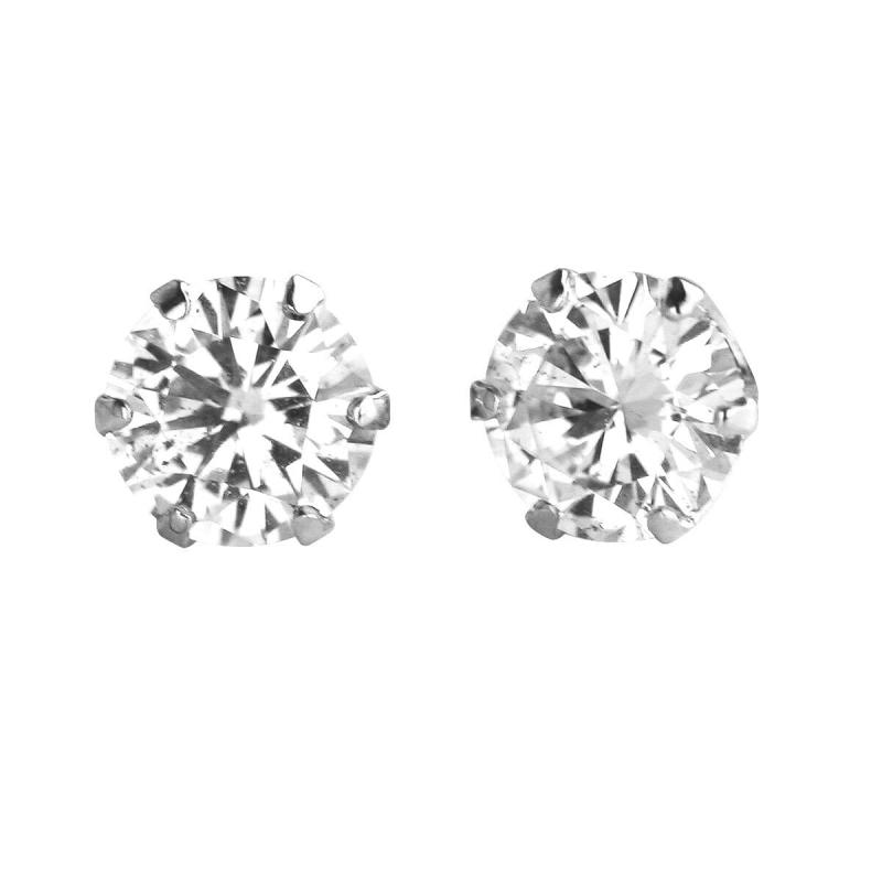 【ダイヤモンドワールド】ダイヤモンド ピアス 両耳合計0.50ct～1.00ct（2石）PT900 プラチナ 一粒 大粒スタッド 6本爪 天然 無色透明 ダイヤピアス（0.5ct・0.6ct・0.7ct・0.8ct・1.0ct）レディース メ