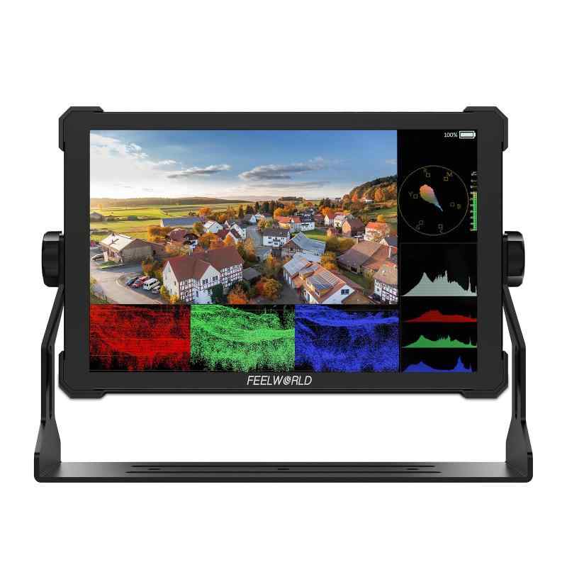 FEELWORLD T10 10.1インチカメラ現場デジタル一眼レフカメラタッチスクリーン、波形HDRと3 D LUT出力付きアルミ筐体ゴム化保護角設計