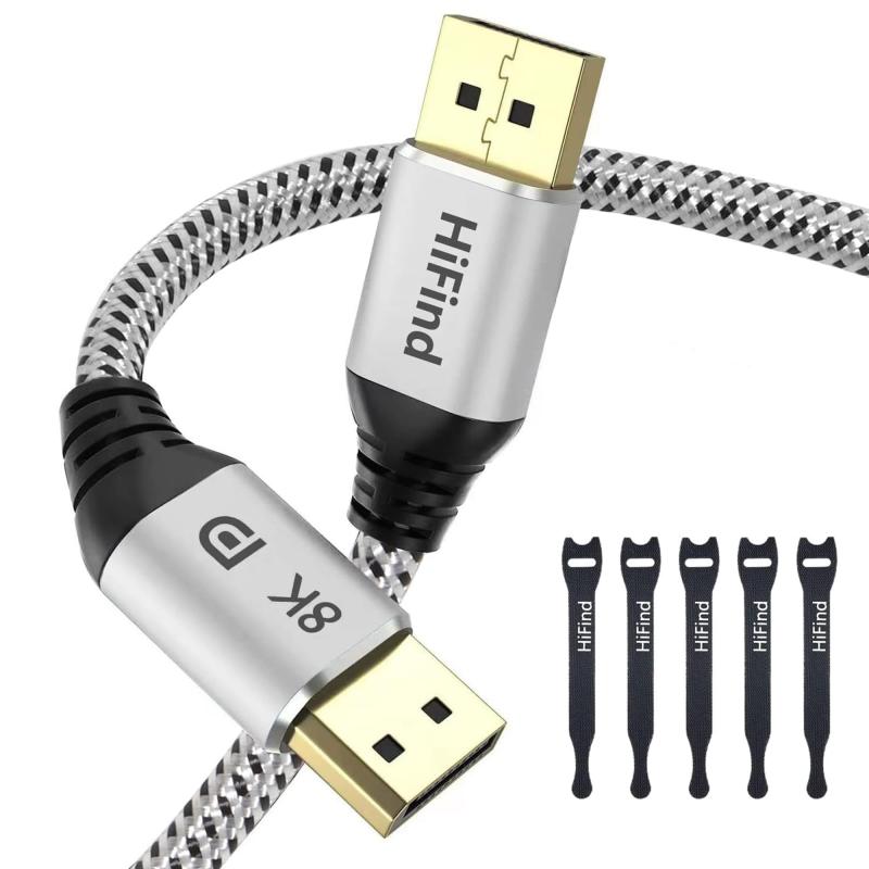 高速ゲーミング DPケーブル 8K DisplayPortケーブル1.4規格 ディスプレイポートVer1.4 8K@60HZ/5K@60HZ/4K@144Hz/2K@240Hz 30AWG OFC 32.4Gbps ナイロン HD映画、HDR、PC、モニ