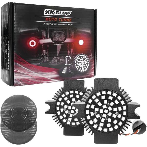 【USA在庫あり】 XKGLOW LEDウインカー レンズキット ダブル 1157 フラットスタイル用 スモークレンズ 赤 xkgXK1157F-RR-S HD店