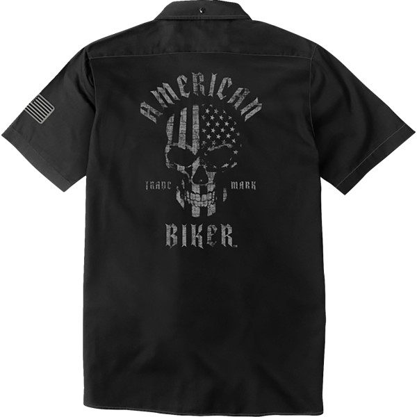 【USA在庫あり】 AMERICAN BIKER シャツ SHOP BIKER SAM ブラック/グレー Sサイズ 3040-3428 HD店