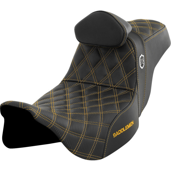 【USA在庫あり】 サドルメン Saddlemen シート SDC PERF GRIPPER W/BR ゴールド ステッチ 0801-1663 HD店