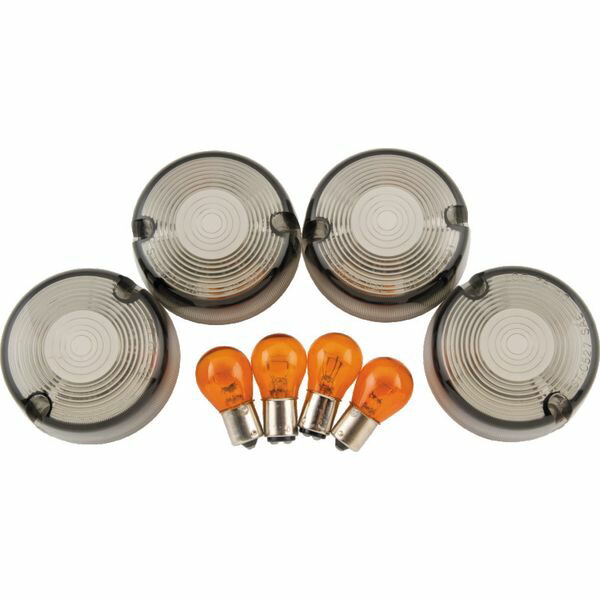 【USA在庫あり】 Bikers Choice 86-99 FXST 86-01 FXD FXR XL Smoked Turn Signal Lens & Amber Bulb Kit Repl H-D 69306-02 bkc482544 HD店
