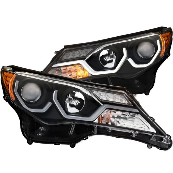 【USA在庫あり】 ANZO 2013-2015 Toyota Rav4 Projector Headlights w/ Plank Style Design Black anz111332 HD店