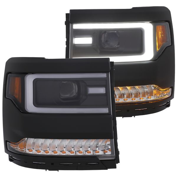 【USA在庫あり】 ANZO 16-17 Chevy Silverado 1500 Prjctr. Headlight Plank Styl. w/Amber (Only Work w/HID Equip. Truck) anz111373 HD店