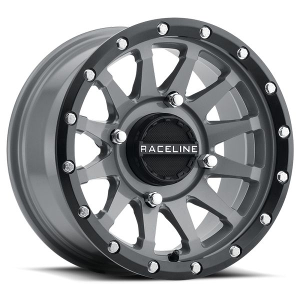 【USA在庫あり】 Raceline A95SG Trophy 14x7in / 4x156 BP / 10mm Offset / 132.5mm Bore - Grey & Black Lip Wheel rclA95SG-47056+10 HD店