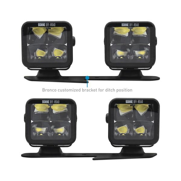 【USA在庫あり】 Borne Off-Road 21+ Bronco Light Pods 4pc Ditch 3x3 Spot Upfit brnBNLT-BR-21-DT4SU HD店